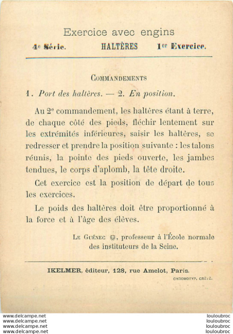 ENSEIGNEMENT DE LA GYMNASTIQUE ET DES EXERCICES MILITAIRES EXERCICE N°1  CARTE FORMAT 12X9.50CM - Gymnastique