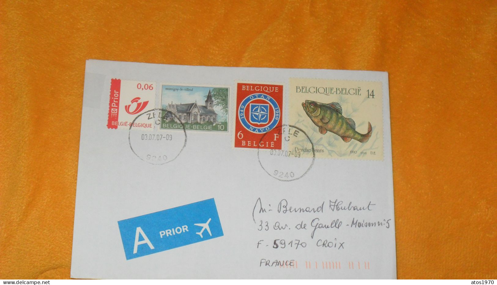 ENVELOPPE DE 2007../ CACHETS ZELE BELGIQUE POUR CROIX FRANCE + TIMBRES X4 - Brieven En Documenten