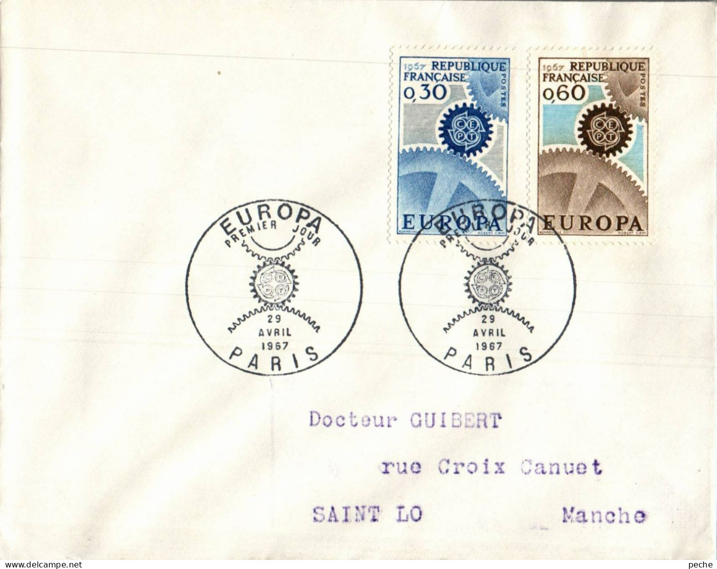 N°1660 V -cachet Europa -paris 67 - 1967