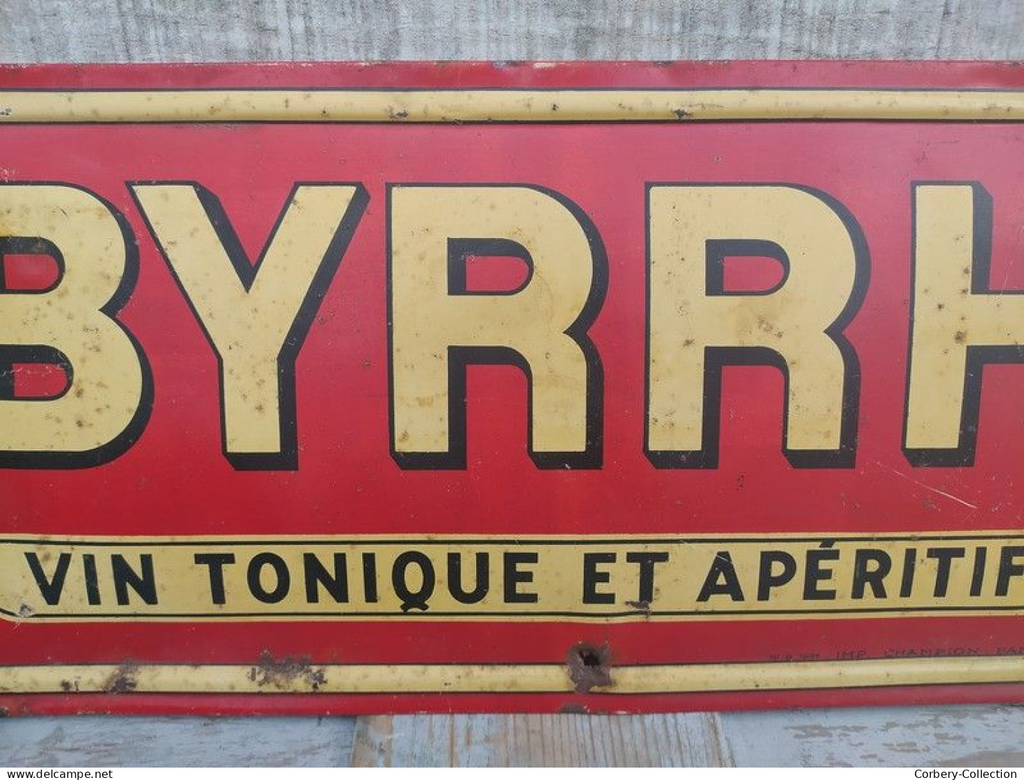 Ancienne Plaque Tôle Publicitaire Byrrh Vin Tonique et Apéritif