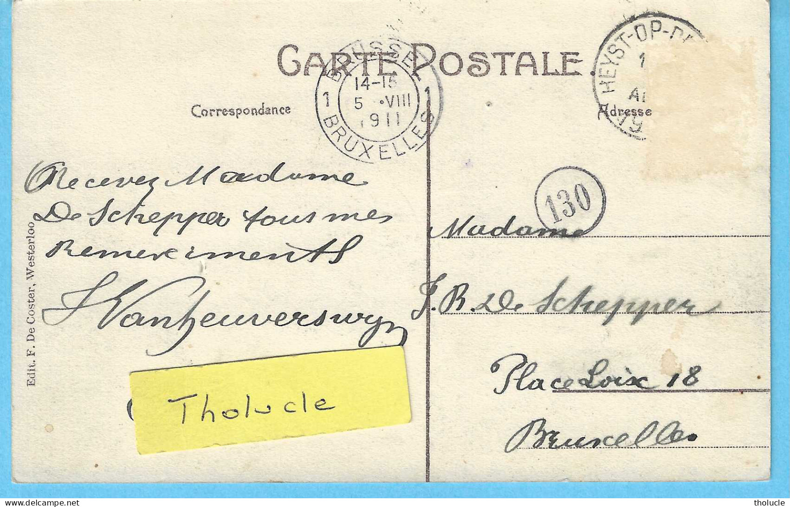 Westerloo-Westerlo-1911-Kasteel Jonkvrouw Gravin De Merode-Château  Mlle Comtesse De Merode-Uitg.F.De Coster, Westerloo - Westerlo
