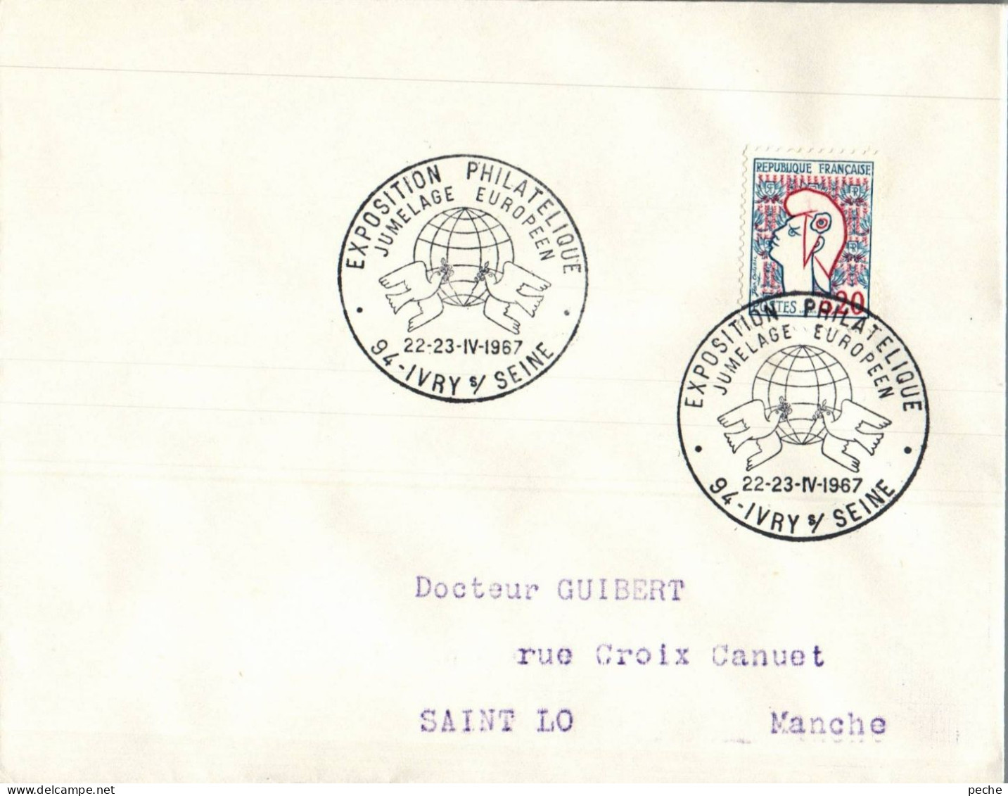 N°1667 V -cachet Exposition Philatélique Jumelage Européen -Ivry Sur Seine- - Expositions Philatéliques