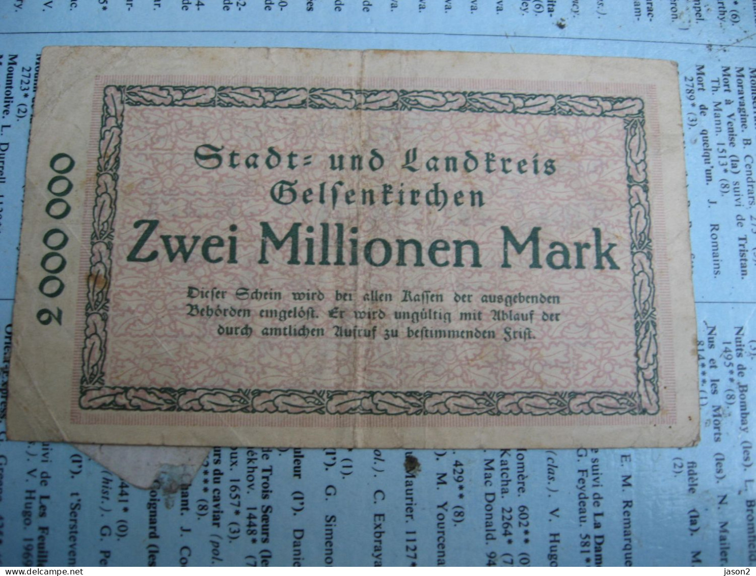 Ancien Billet, Allemagne, 2 Millionen Mark, 1923, - Autres - Europe