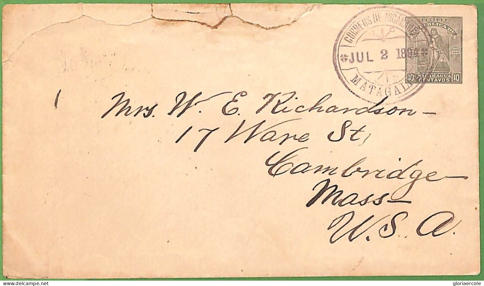 40440 -  NICARAGUA - POSTAL HISTORY - Stationery Cover To USA 1894 - Nicaragua