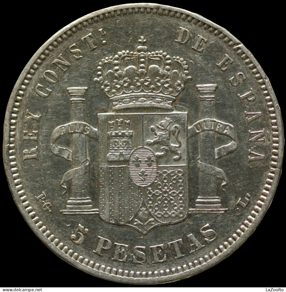 LaZooRo: Spain 5 Pesetas 1893 XF - Silver - Primi Conii