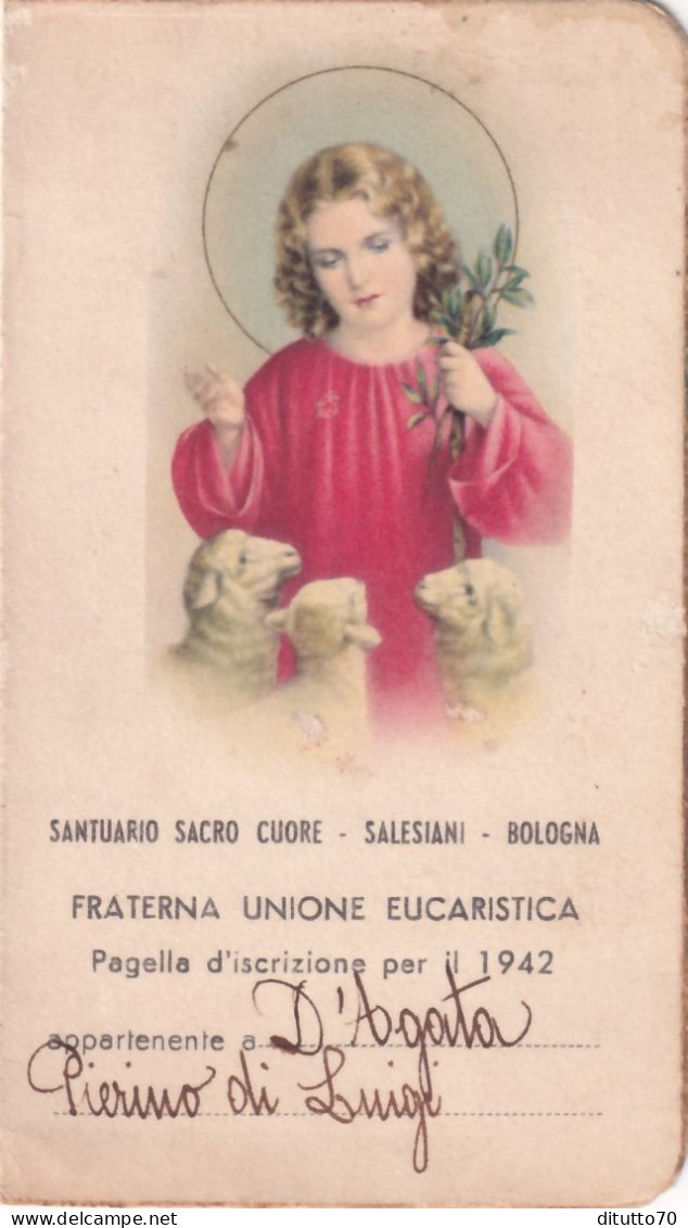 Calendarietto - Santuario Sacro Cuore - Salesiani - Bologna - Fraterna Unione Eucaristica - Anno 1942 - Petit Format : 1941-60