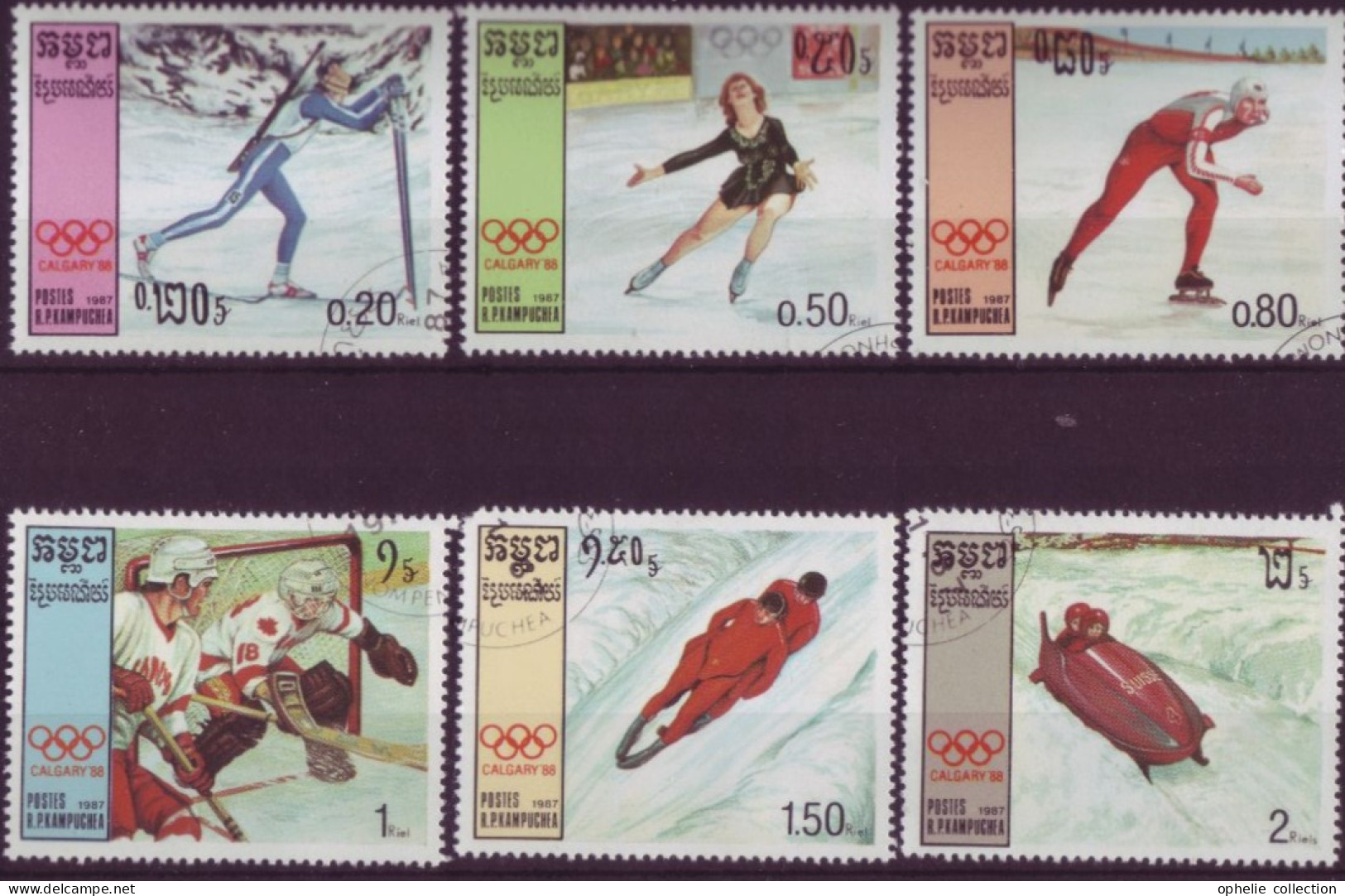 Asie - Kampuchea - Calgary'88 - Jeux Olympiques D'hiver - 6 Timbres Différents - 6484 - Kampuchea