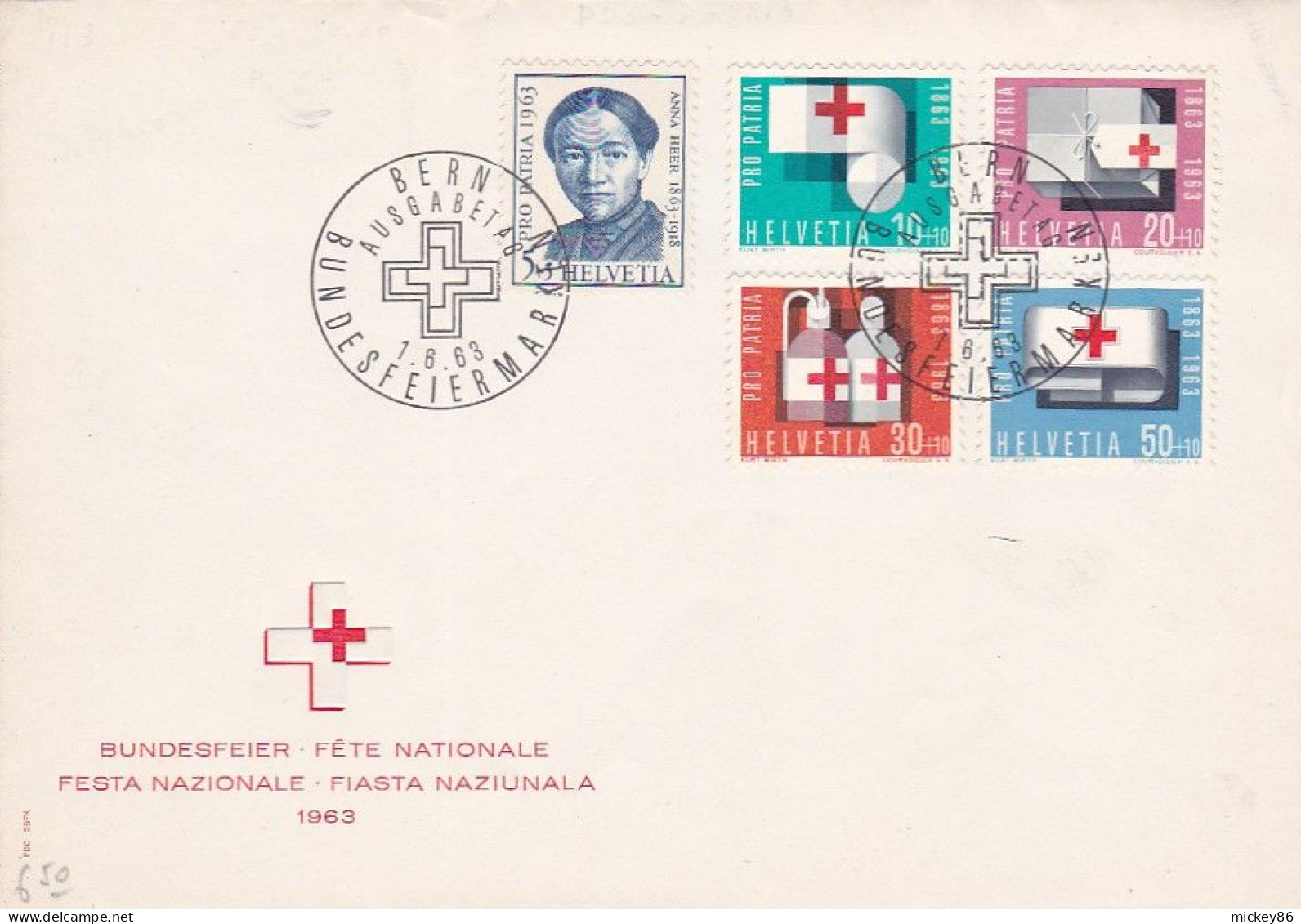 Suisse - 1968 -FDC.--Fête Nationale...(5 Valeurs  PRO PATRIA )....cachet BERN - FDC