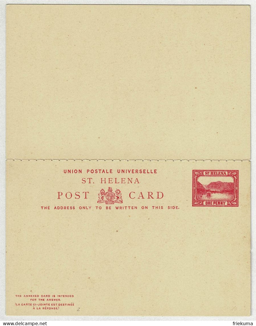 St. Helena, Post Card / Ganzsachen-Karte / Stationery, Mit Antwort / Reply - Saint Helena Island