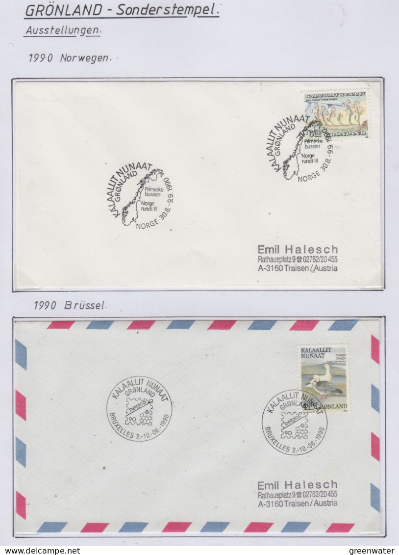 Greenland Sonderstempel 1990 4 Covers (GD161) - Stations Scientifiques & Stations Dérivantes Arctiques