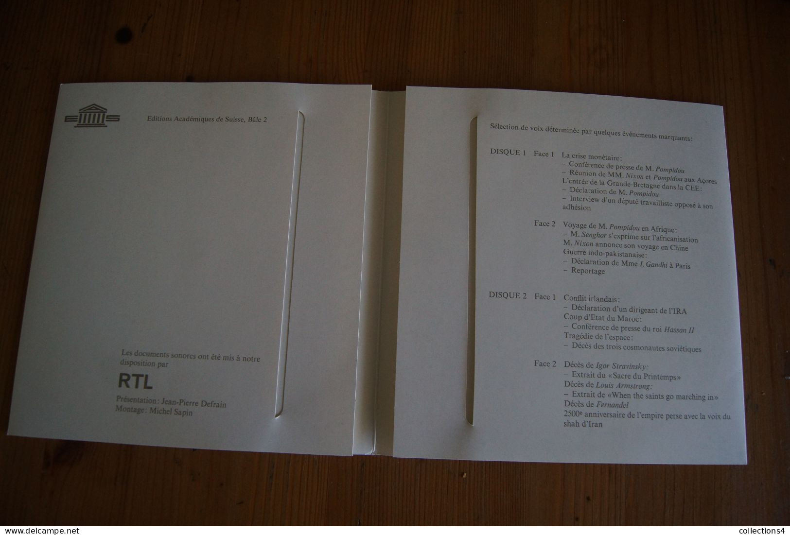 ARMSTRONG FERNANDEL M SENGHOR IRA I GANDHI  ET + PANORAMA MONDIAL RTL 1971 RARISSIME 2 33T SUISSE FORMAT EP VALEUR++++ - Spezialformate