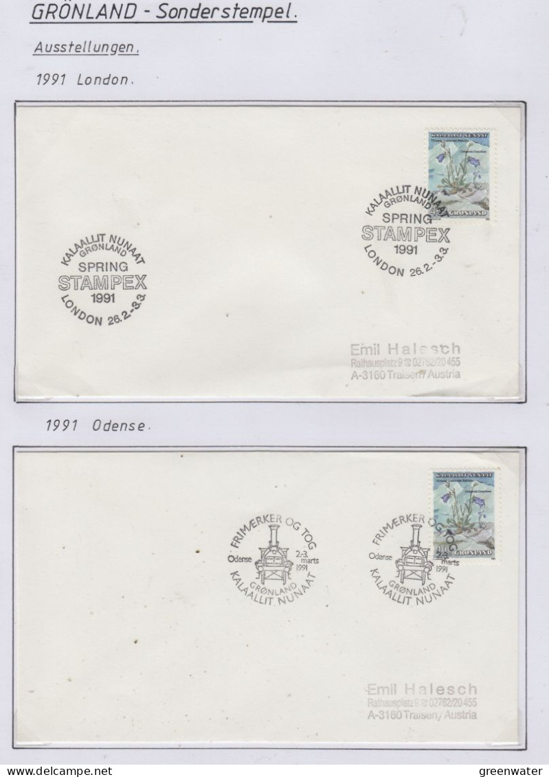 Greenland Sonderstempel 1991 4 Covers (GD163) - Wetenschappelijke Stations & Arctic Drifting Stations