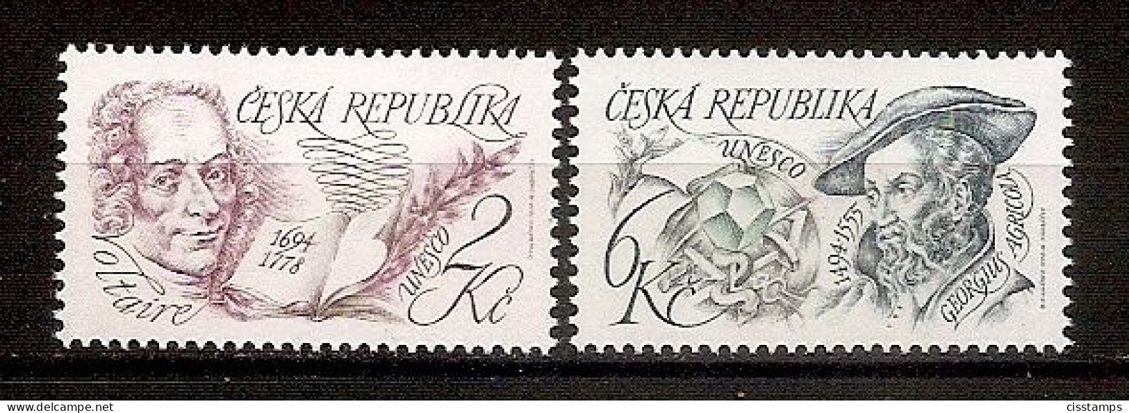 Czech Republic 1994●UNESCO●Voltaire & Agricola Famous Persons● Mi32-33 - Unused Stamps