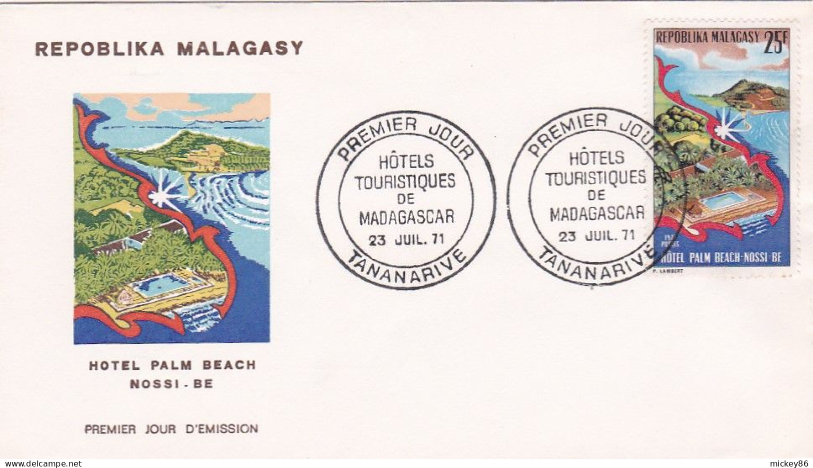 MADAGASCAR--1971--FDC --Hôtels Touristiques De Madagascar...cachet TANANARIVE--Palm Beach - Madagaskar (1960-...)