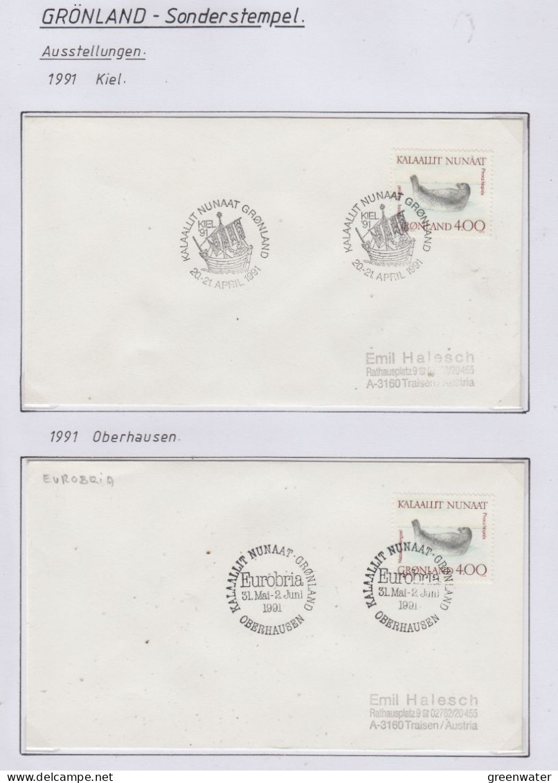 Greenland Sonderstempel 1991 4 Covers (GD164) - Wetenschappelijke Stations & Arctic Drifting Stations