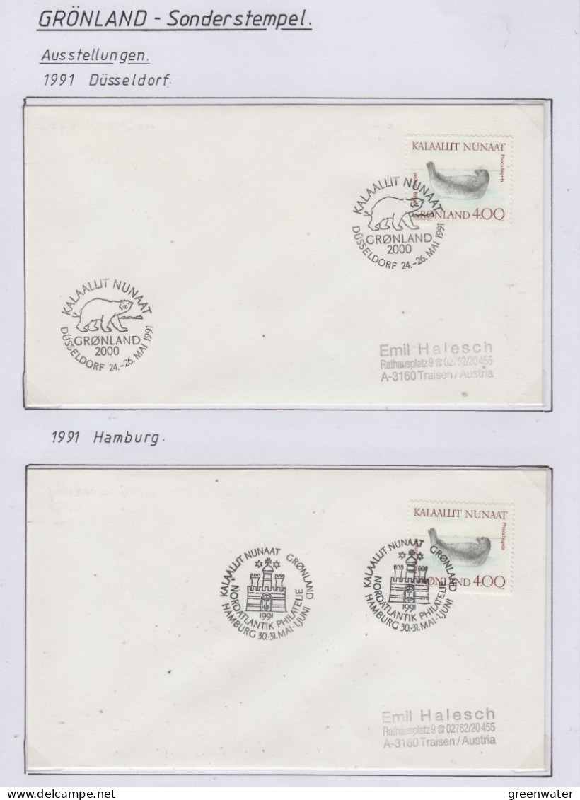 Greenland Sonderstempel 1991 4 Covers (GD164) - Estaciones Científicas Y Estaciones Del Ártico A La Deriva