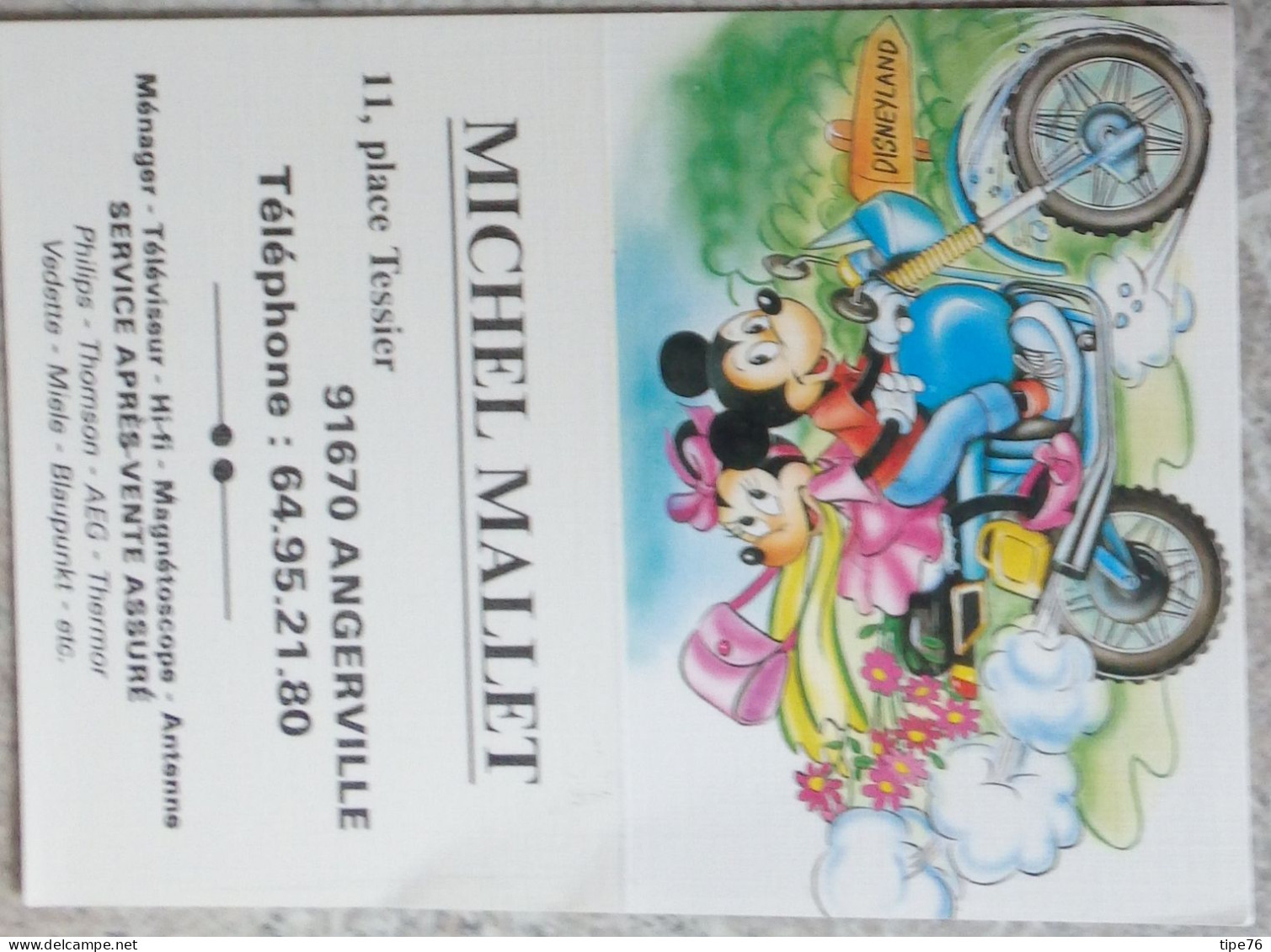 Petit Calendrier Poche 1990 Disney Mickey Minnie Motocyclette  - Angerville Essonne - Petit Format : 1981-90