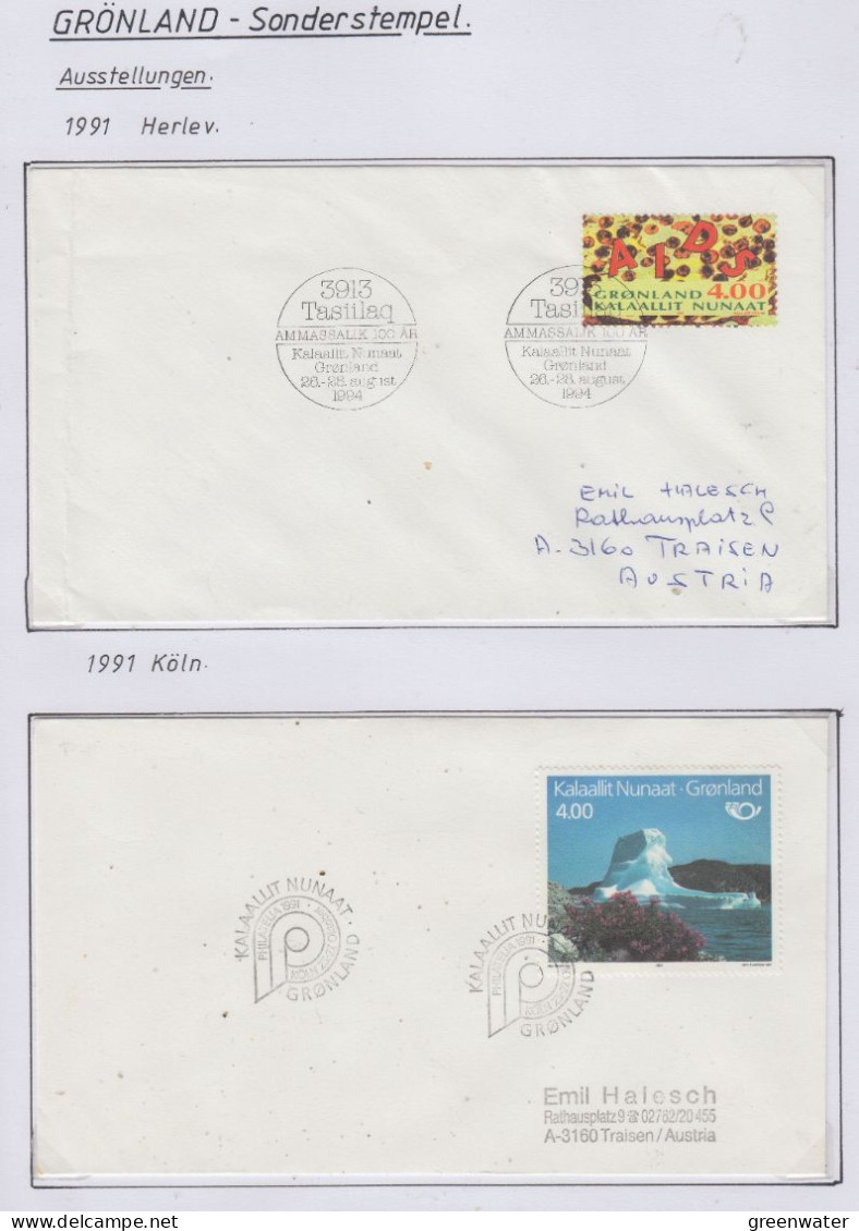 Greenland Sonderstempel 1991 4 Covers (GD165) - Estaciones Científicas Y Estaciones Del Ártico A La Deriva