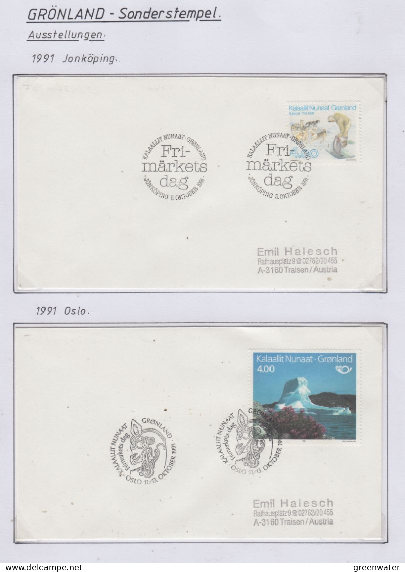 Greenland Sonderstempel 1991 4 Covers (GD165) - Estaciones Científicas Y Estaciones Del Ártico A La Deriva