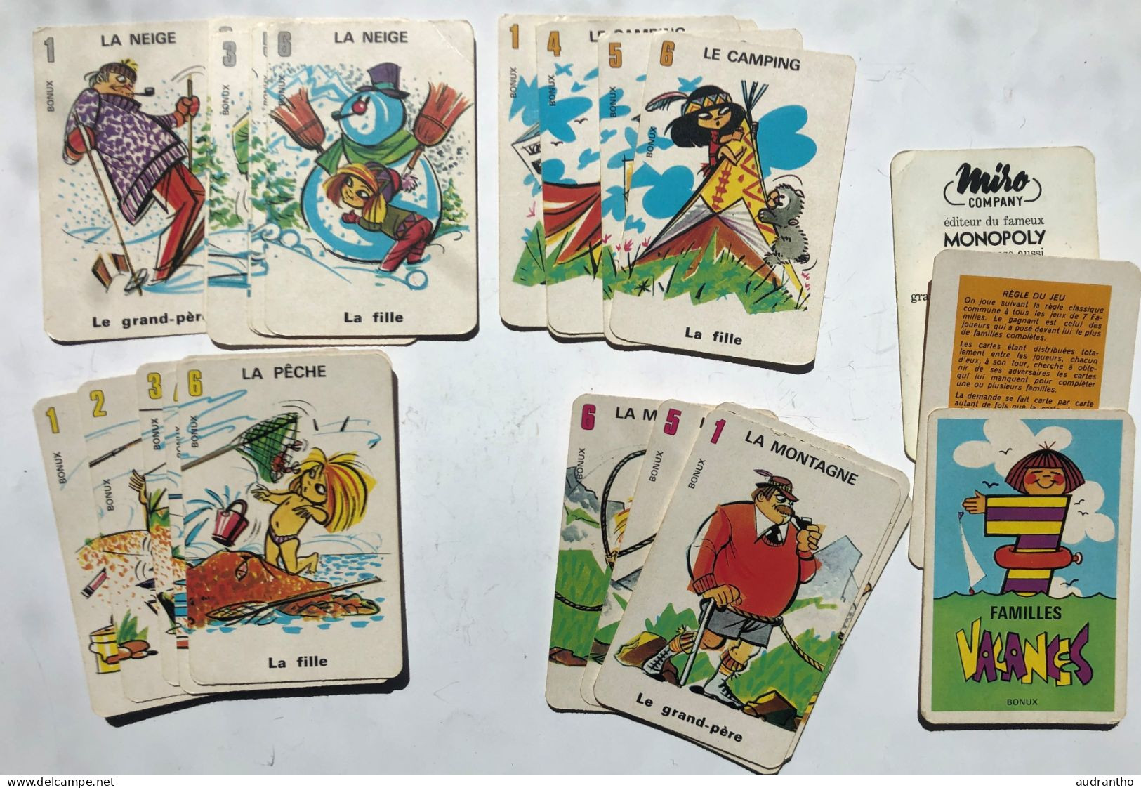 Ancien Jeu De 7 Familles BONUX - Les Vacances - Belles Illustrations - Camping Montagne Mer ... - Altri & Non Classificati