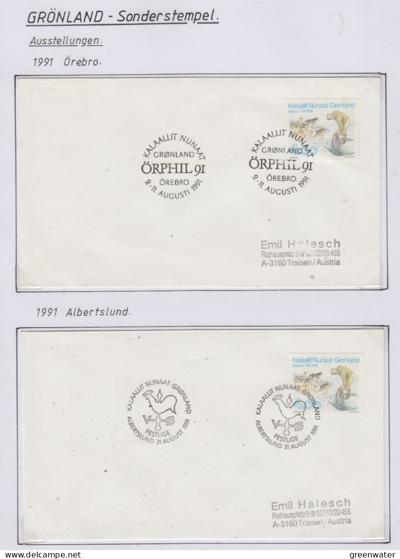 Greenland Sonderstempel 1991 4 Covers (GD166) - Stations Scientifiques & Stations Dérivantes Arctiques