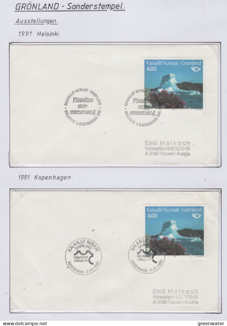 Greenland Sonderstempel 1991 4 Covers (GD166) - Wetenschappelijke Stations & Arctic Drifting Stations