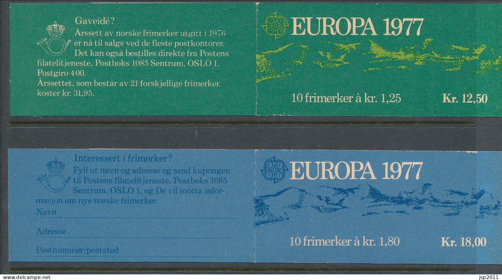 Norway, 1977. Set Of 2 Booklets, Facit # H45 And H46 - Europe XI, Landskapes MNH (**). See Description - Booklets