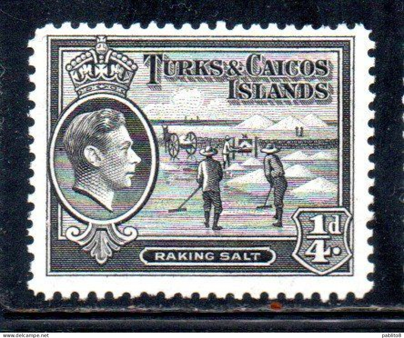 TURKS AND CAICOS 1938 1945 KING GEORGE RAKING SALT 1/4p MNH - Turks E Caicos