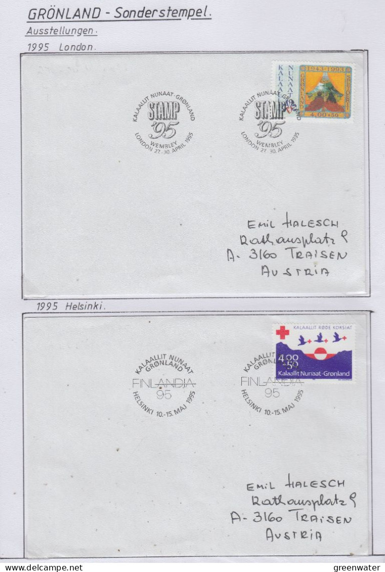 Greenland Sonderstempel 1995 4 Covers (GD170) - Stations Scientifiques & Stations Dérivantes Arctiques