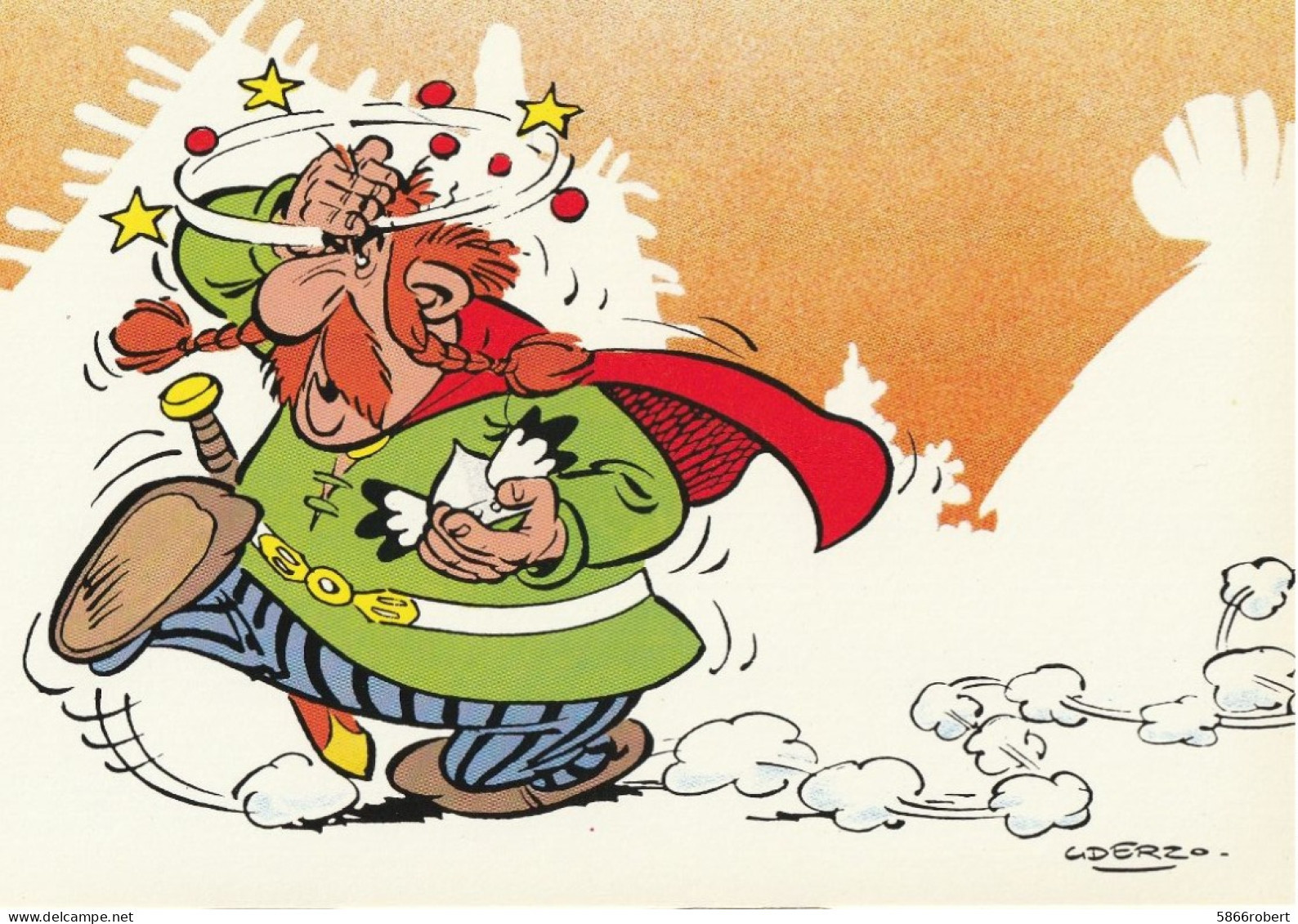 CARTE POSTALE DE 1984 : ASTERIX ; OBELIX ET D'IDEFIX ; LE CIEL M'TOMBE SUR LA TETE - Fumetti