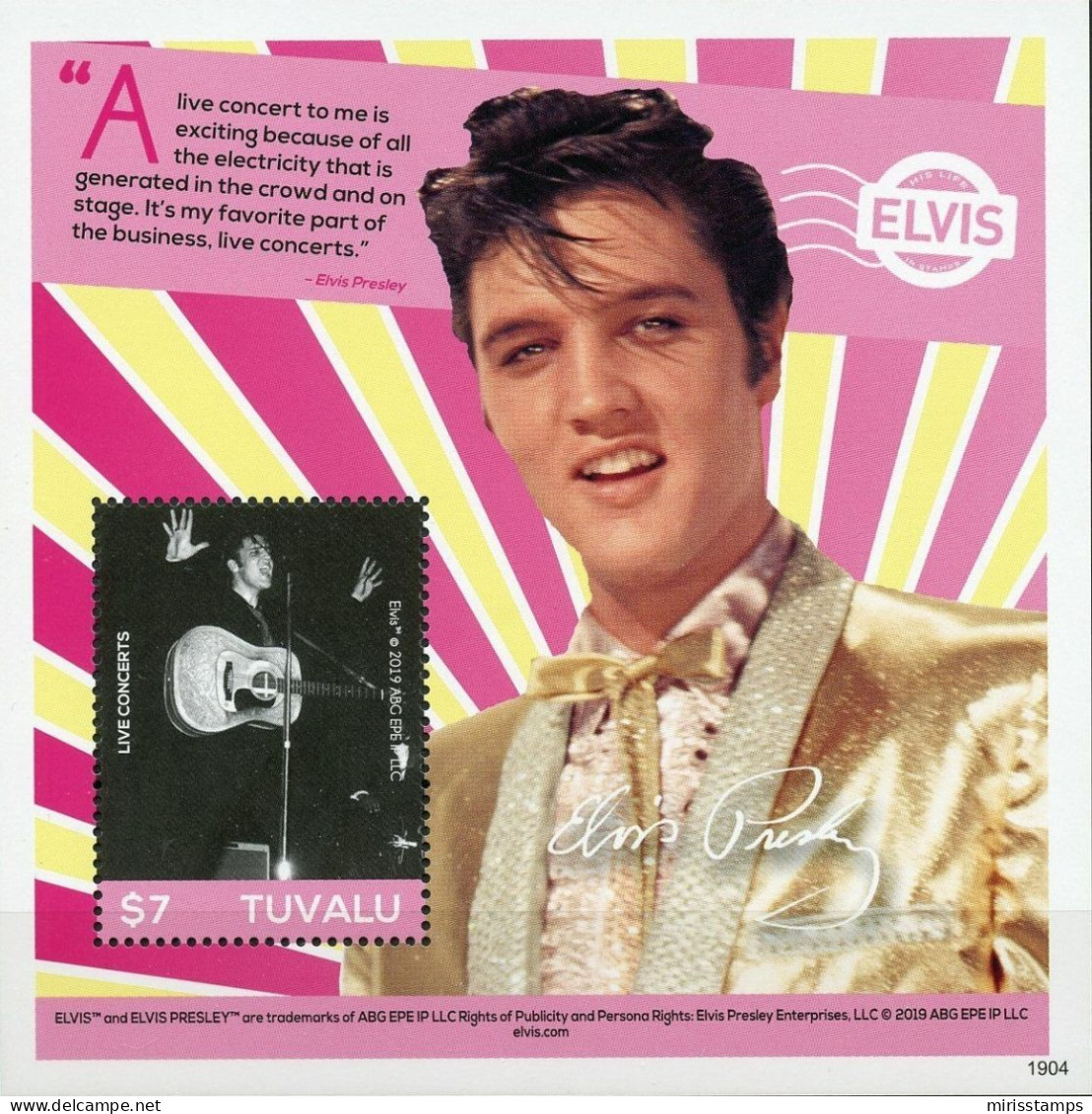 Tuvalu 2019 Elvis Presley 4 S/s, Mint NH, Performance Art - Elvis Presley - Music - Popular Music - Elvis Presley