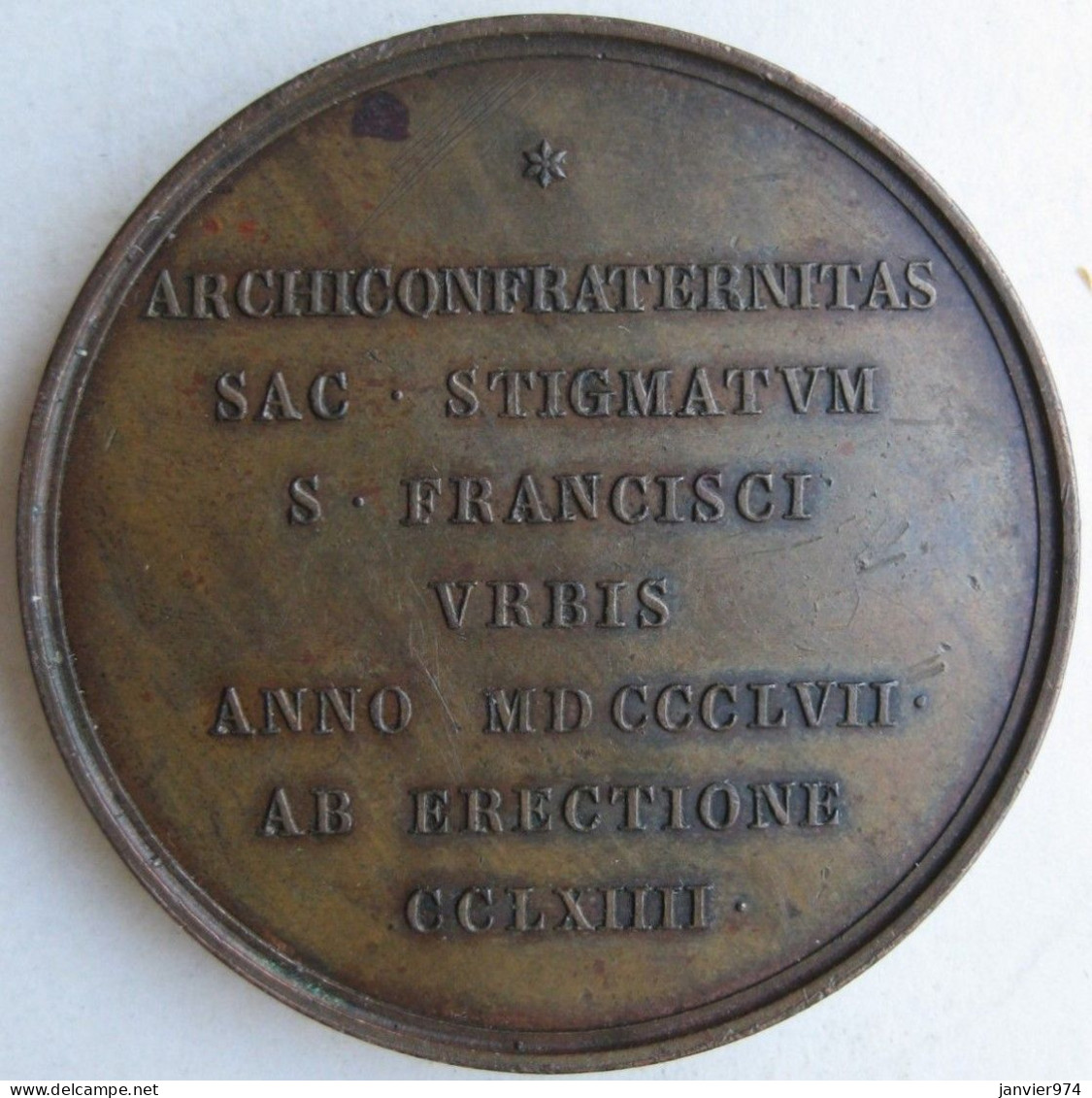 Médaille Ordre Franciscain 1857 , Stigmate Saint François D’ Assise Année 264 . Rare - Royal / Of Nobility