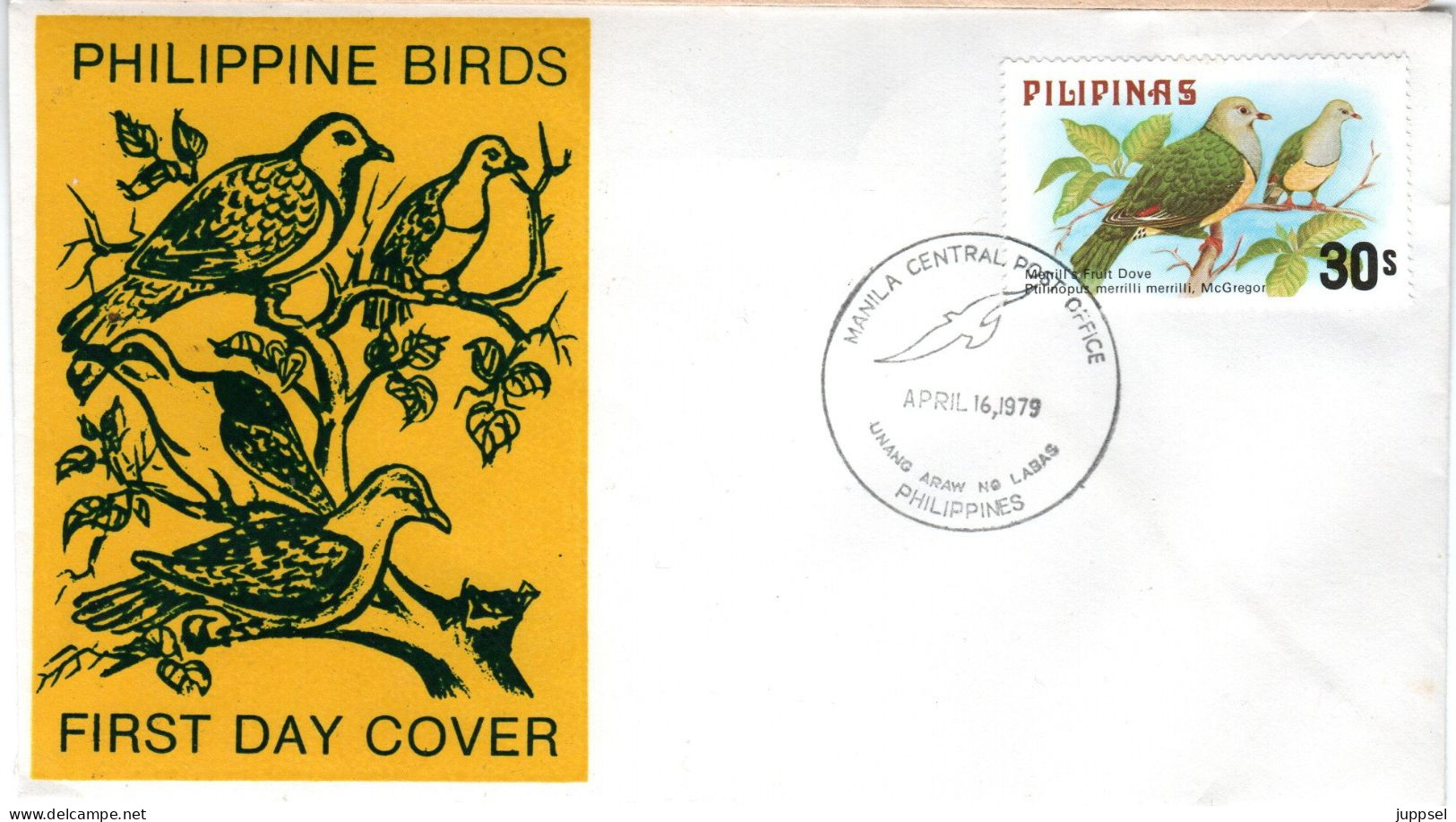 PHILIPPINES, FDC, Meril`s Fruit Doves     /   PHILIPPINES, Lettre De Première Jour, Pigeons  1979 - Duiven En Duifachtigen