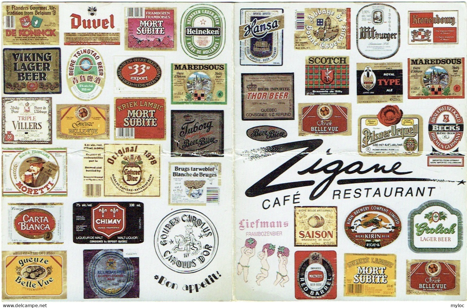 Canada. Tarif Bière-Beer. Café-Restaurant ZIGANE. Québec. Montréal. Boulevard St.Laurent - Canadá