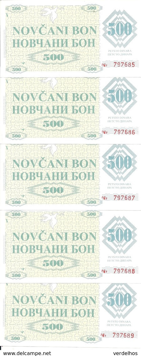 BOSNIE HERZEGOVINE 500  DINARA 1992 UNC P 7 R   ( Faux Billets ) ( 5 Billets ) - Bosnia And Herzegovina