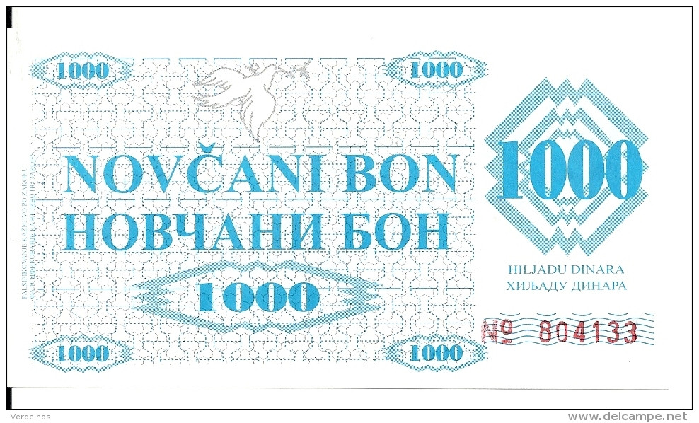 BOSNIE HERZEGOVINE 1000 DINARA 1992 UNC P 8 R  ( Faux Billet ) - Bosnia And Herzegovina