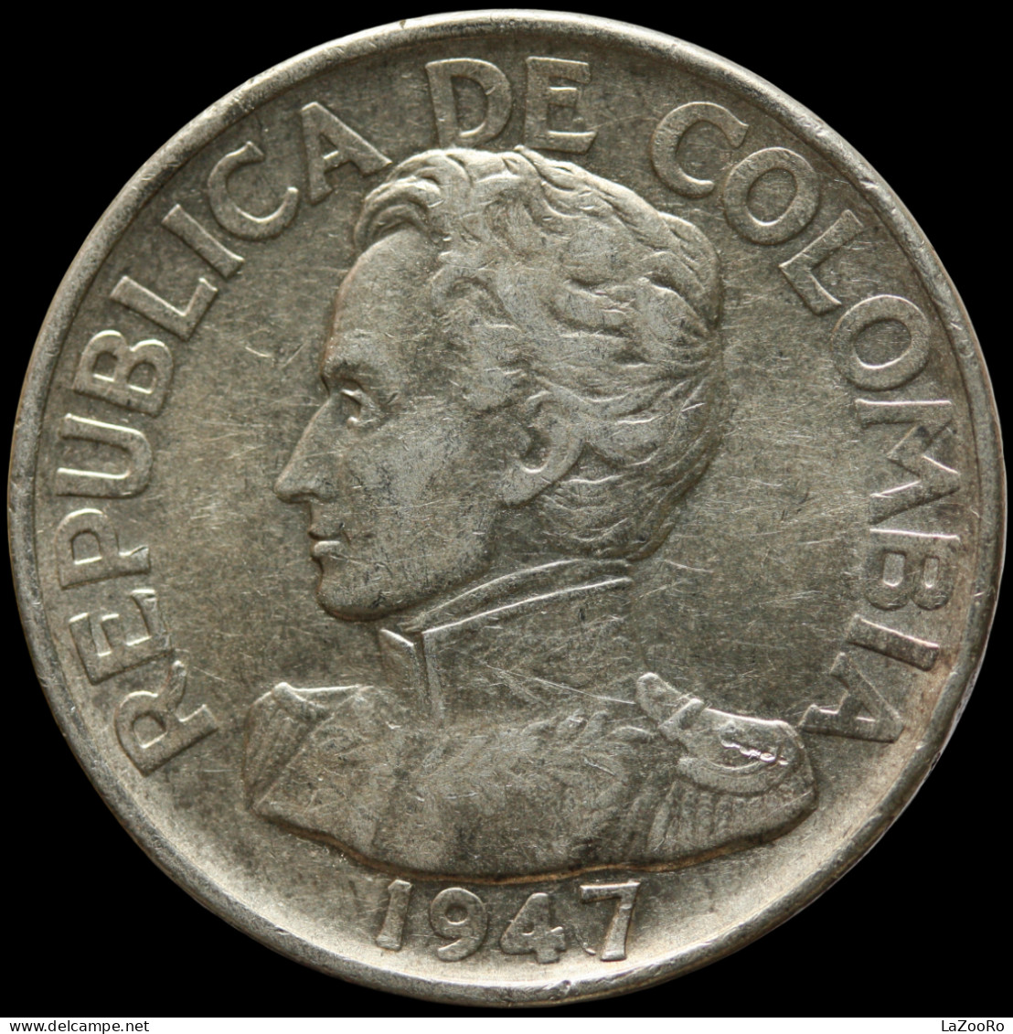 LaZooRo: Colombia 50 Centavos 1947/6 XF / UNC - Silver - Colombia
