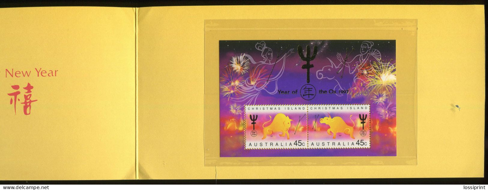 Christmas Island:Australia:Unused Block Year Of The Ox 1997 In Folder, MNH - Christmas Island