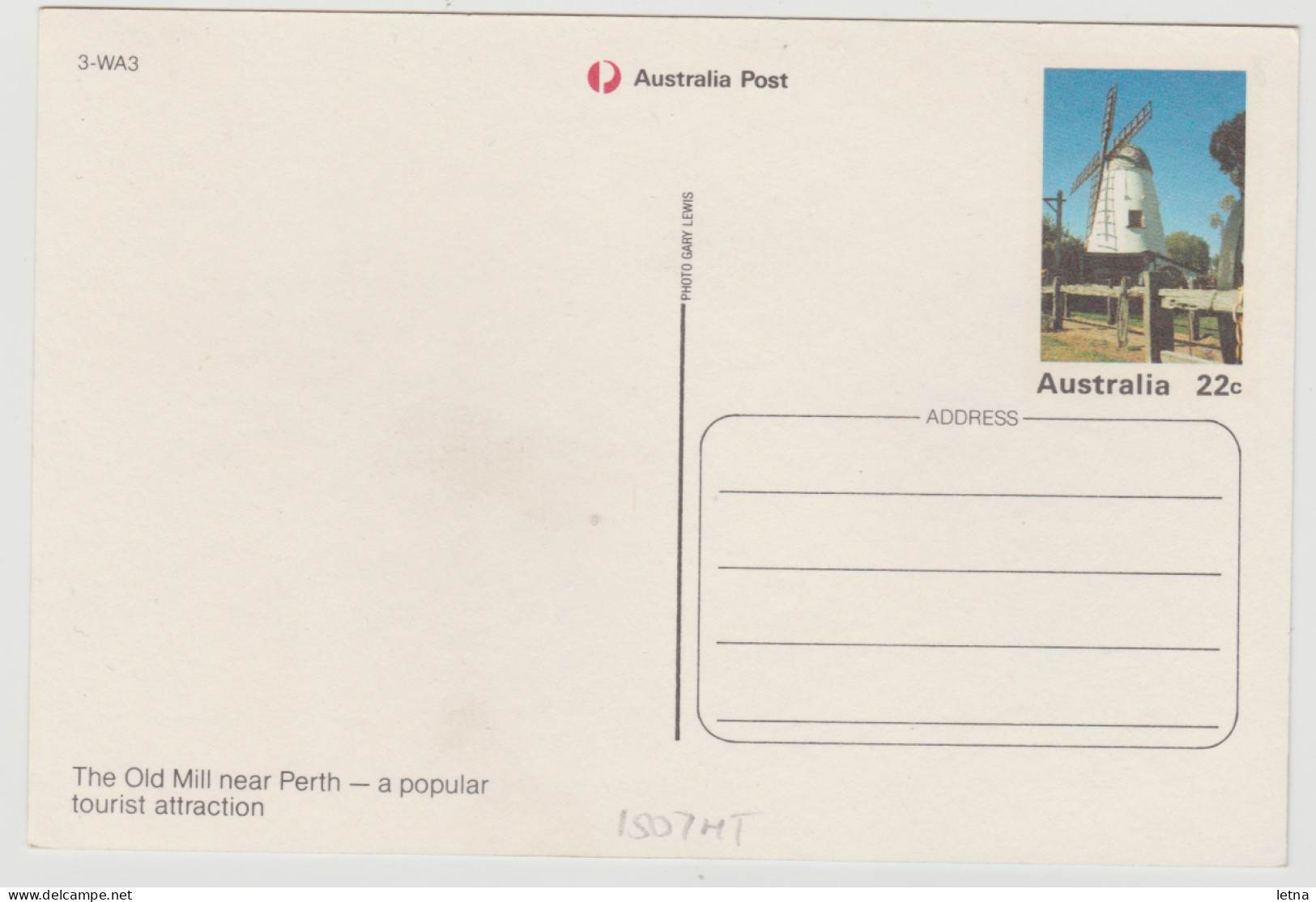 WESTERN AUSTRALIA WA Old Wind Mill PERTH 22c Prepaid Australia Post Postcard 1981 - Perth