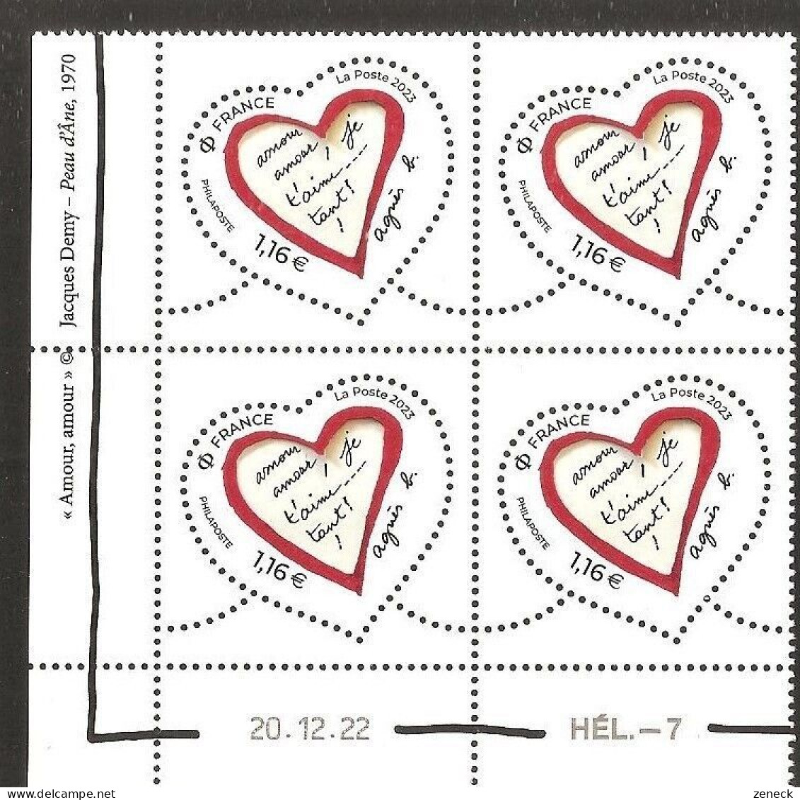 FRANCE 2023 Coeur Saint Valentin 2023 Par Agnès B. 1,16 € Coin Daté 20.12.22 - 2020-…