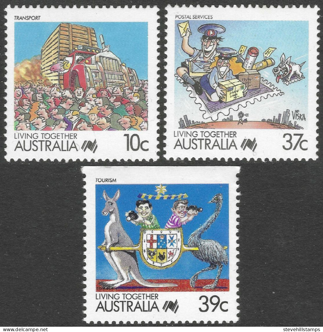 Australia. 1988 Living Together. 10c, 37c, 39c MH. SG 1116, 1121, 1121b. M3015 - Neufs