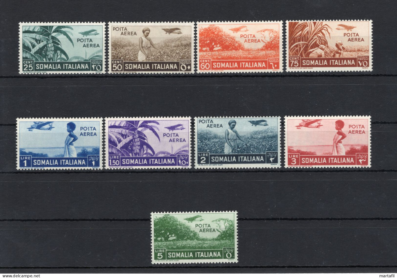 1936 SOMALIA Soggetti Africani 17/25 (manca Ultimo Valore) MNH ** Posta Aerea - Somalië