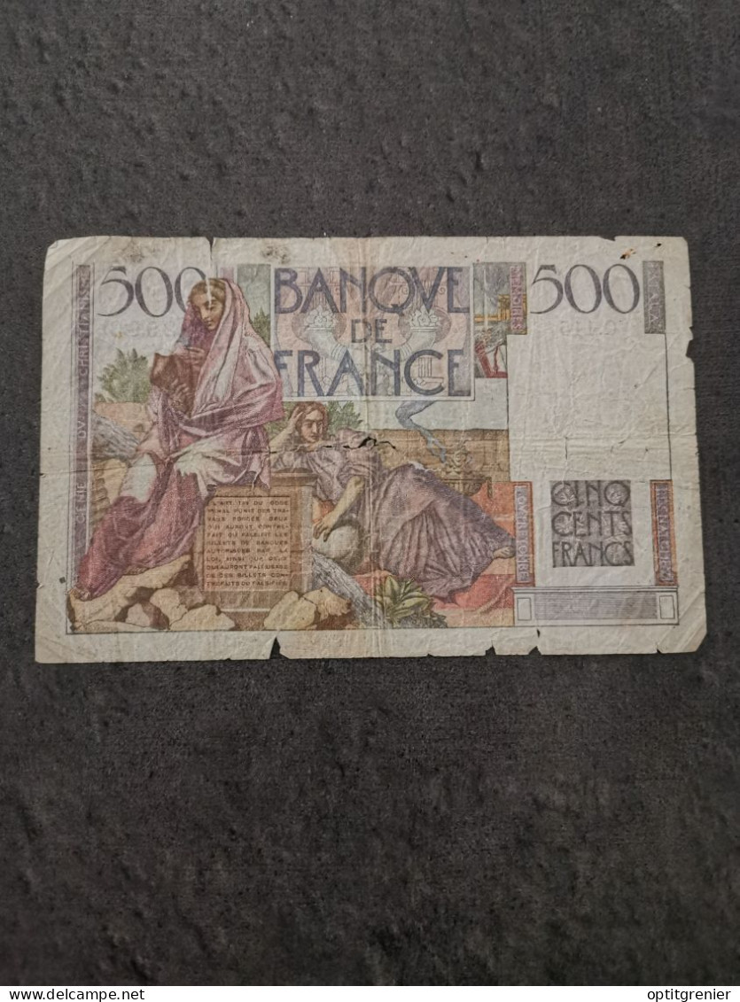 BILLET 500 FRANCS CHATEAUBRIAND 4 9 1952 / TRES ABIME / DECHIRE / ECRITURE - 500 F 1945-1953 ''Chateaubriand''