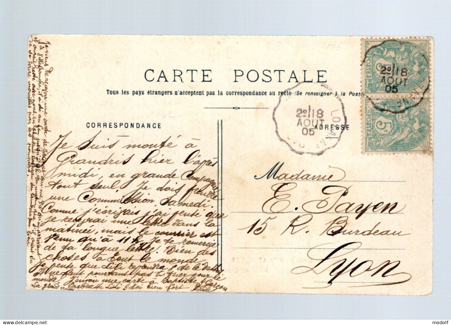 CPA - 69 - Lamure-sur-Azergues - Le Fond Du Bourg - Hôtel Du Commerce - Animée - Circulée En 1905 - Lamure Sur Azergues