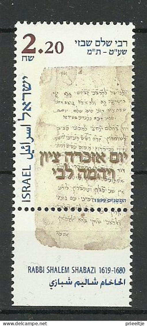 Israel 1999 Rabbi Shalem Shabazi 380th Anniv. Y.T. 1433 ** - Unused Stamps (with Tabs)