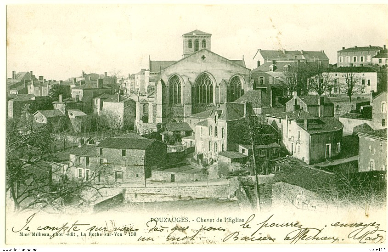 85 - B15575CPA - POUZAUGES - Chevet Eglise - Carte Pionniere - Très Bon état - VENDEE - Pouzauges