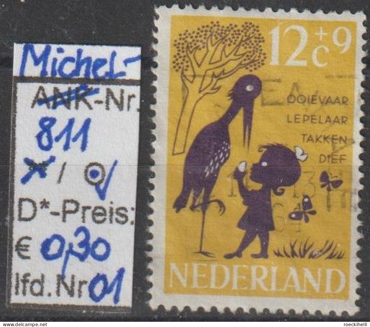 1963 - NIEDERLANDE - SM "Voor Het Kind" 12C+9C Gelb/violett  - O  Gestempelt - S. Scan (811o 01-02 Nl) - Gebraucht