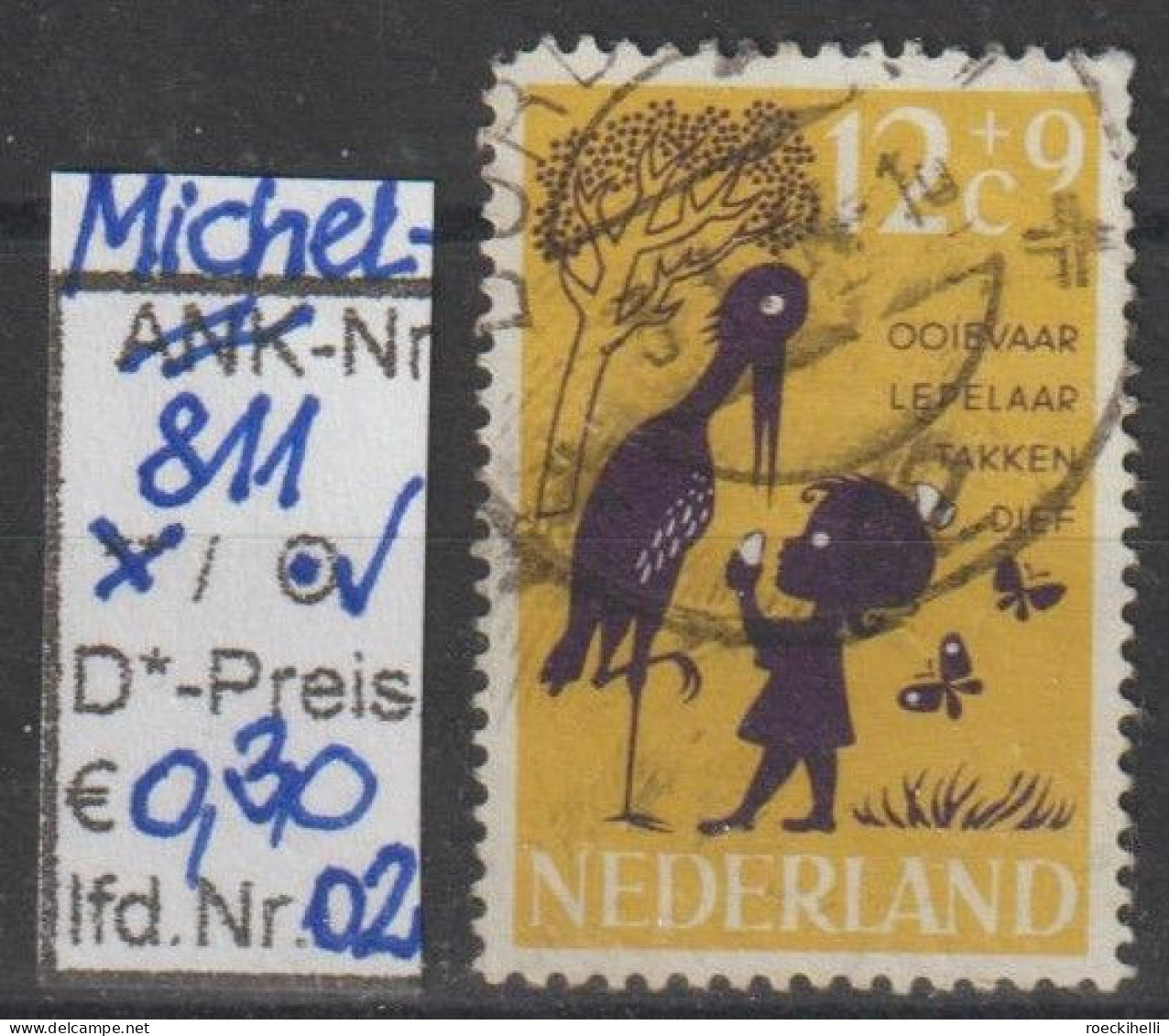 1963 - NIEDERLANDE - SM "Voor Het Kind" 12C+9C Gelb/violett  - O  Gestempelt - S. Scan (811o 01-02 Nl) - Oblitérés