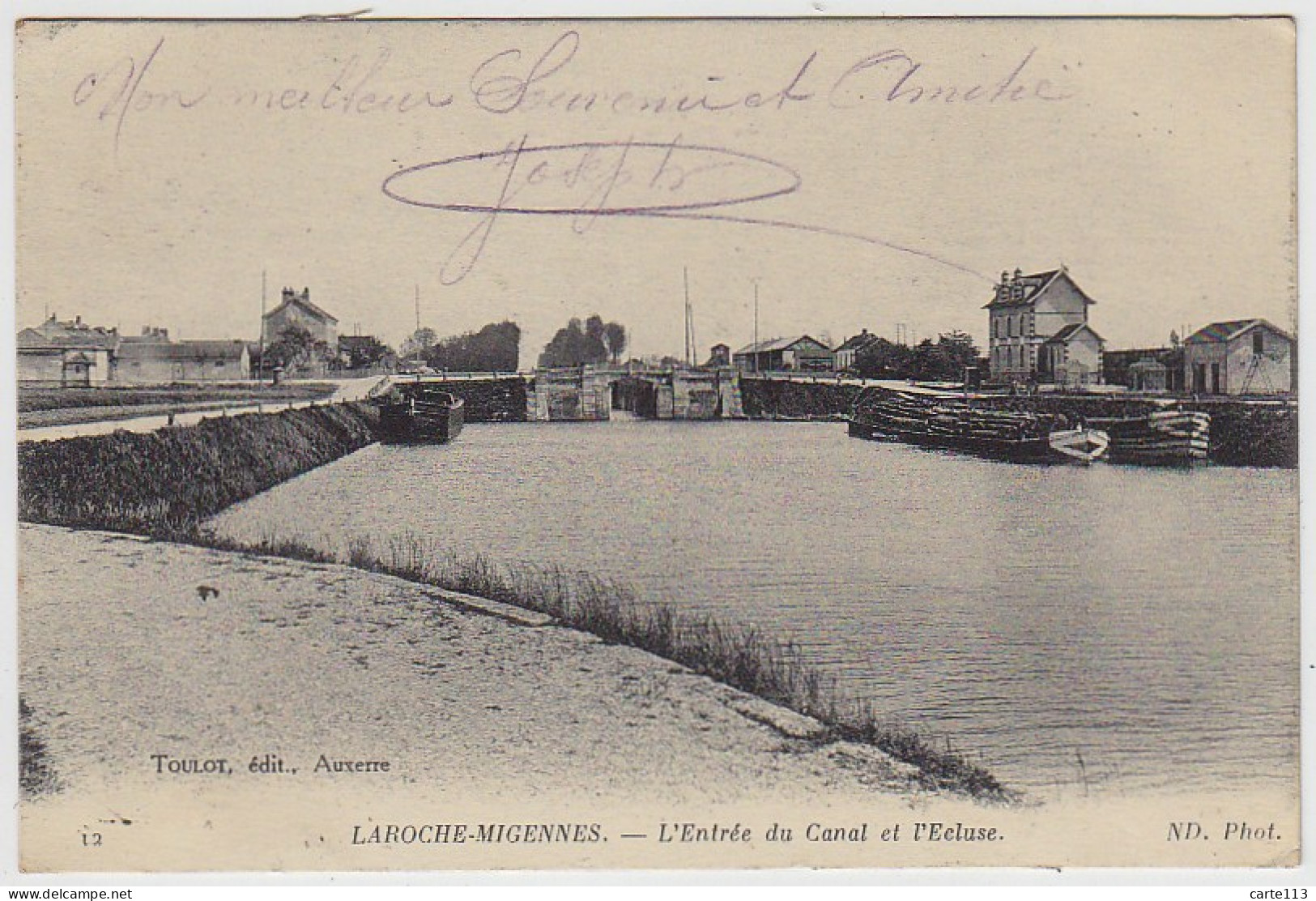 89 - B14173CPA - LAROCHE MIGENNES - L'entrée Du Canal Et L'écluse - Très Bon état - YONNE - Laroche Saint Cydroine