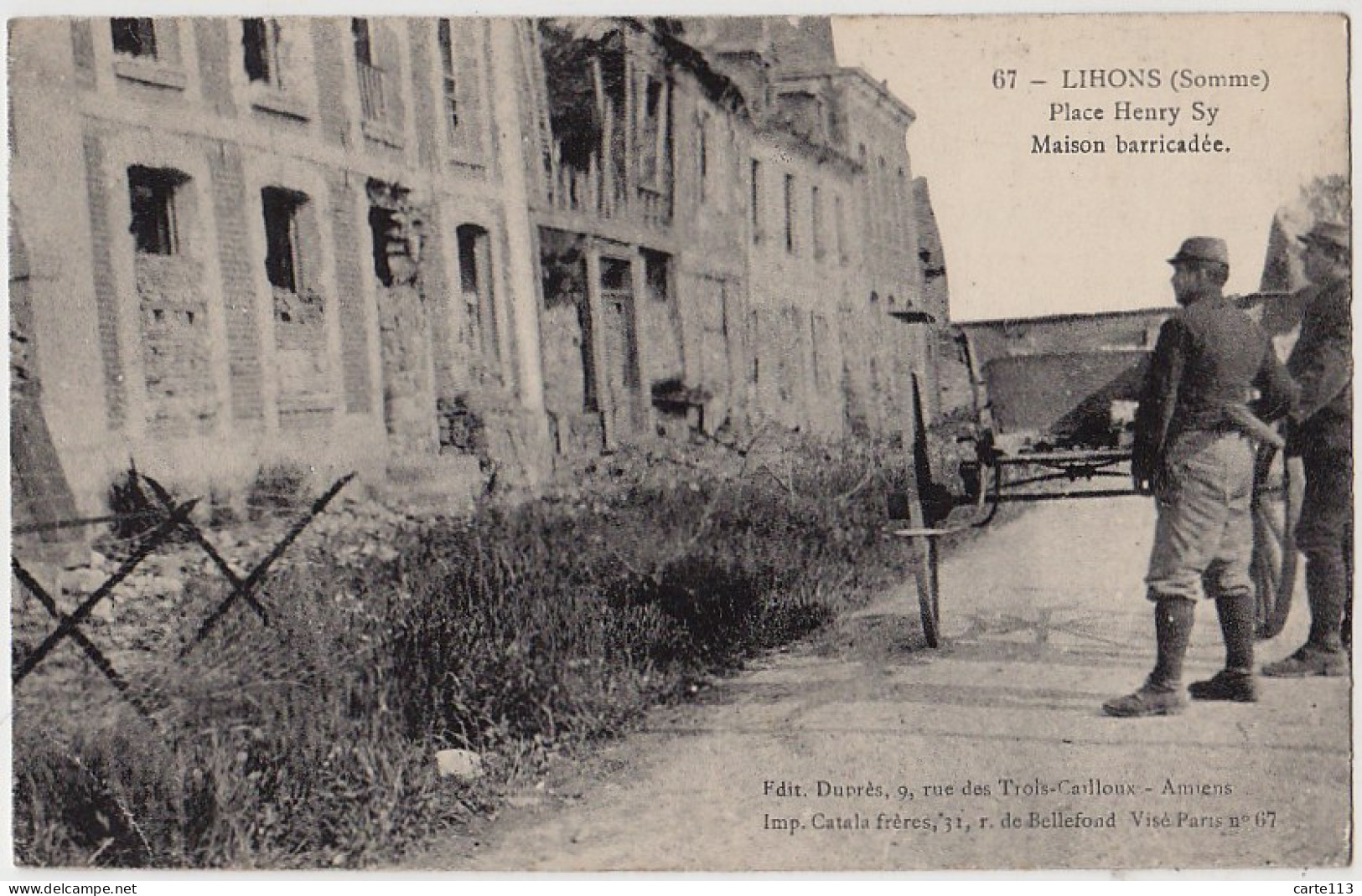 80 - B17907CPA - LIHONS - Place Henry Sy, Maison Barricadee - Bon état - SOMME - Hornoy Le Bourg